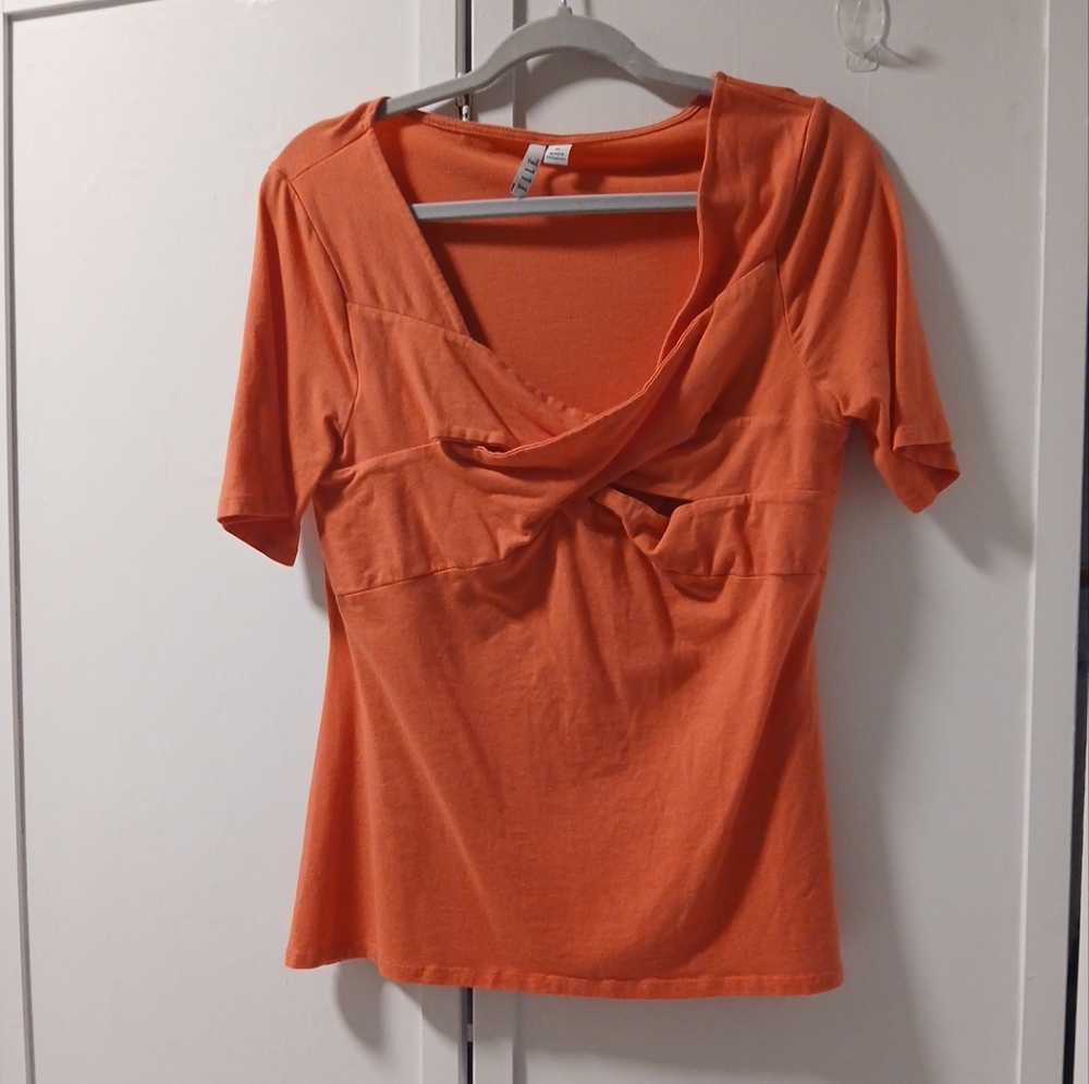 ELLE Crossover Short Sleeve Tee Rose of Sharon Women's Sz XL